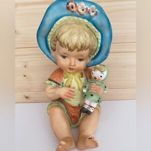 Vintage Lipper & Mann Piano Baby Girl with Doll 6.75” Figurine 1950s Collectible